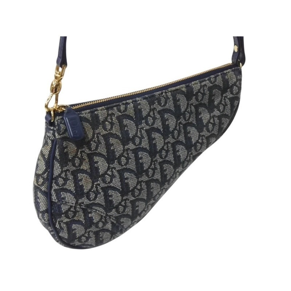 CHRISTIAN DIOR Trotter Saddle Bag One Shoulder Hobo Bag Navy Blue - Picture 4 of 9